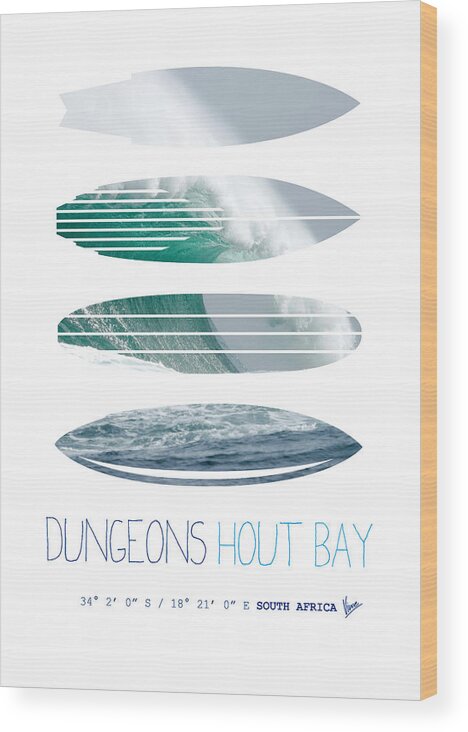Minimal Wood Print featuring the digital art My Surfspots poster-4-Dungeons-Cape-Town-South-Africa by Chungkong Art