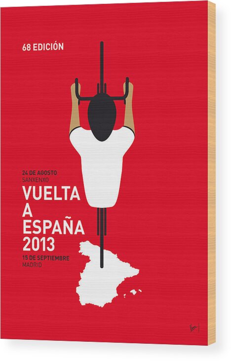 2013 Wood Print featuring the digital art My Vuelta A Espana Minimal Poster - 2013 by Chungkong Art