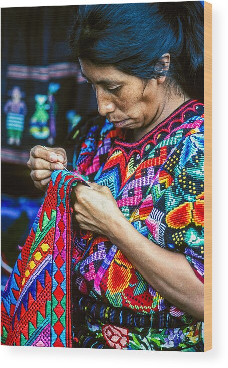 Caqchiquel Wood Print featuring the photograph Needlework by Tina Manley
