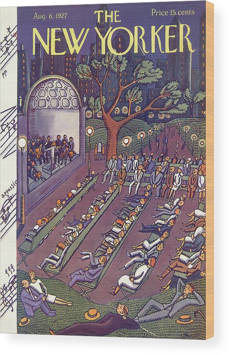 Amphitheater Wood Print featuring the painting New Yorker August 6th, 1927 by Ilonka Karasz