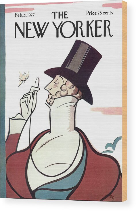 Eustace Tilley Wood Print featuring the painting New Yorker February 21st, 1977 by Rea Irvin