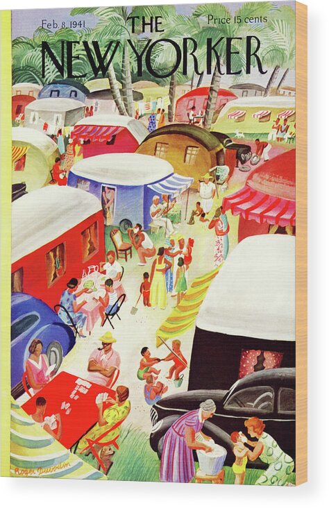 Vacation Wood Print featuring the painting New Yorker February 8, 1941 by Roger Duvoisin