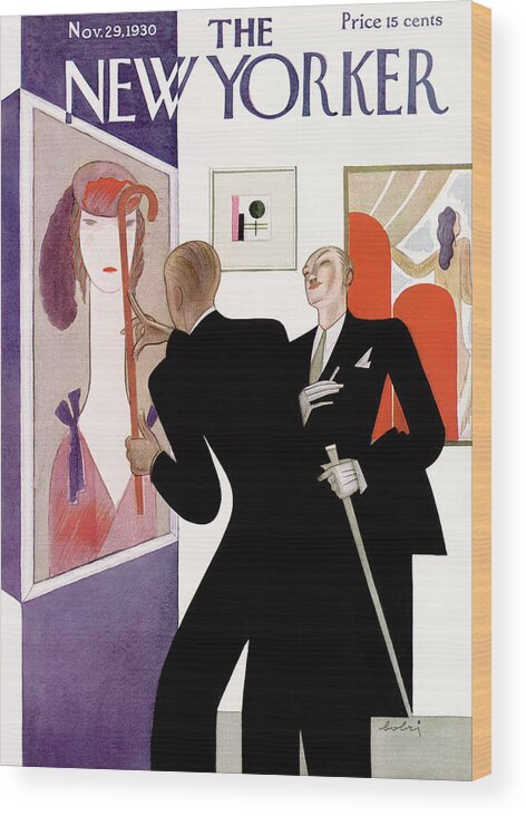 Fine Art Gallery Painting Critic Critique Fashion Portrait Deco Artist Sophistication Victor Bobritsky Vbo Artkey 48249 Wood Print featuring the painting New Yorker November 29th, 1930 by Victor Bobritsky