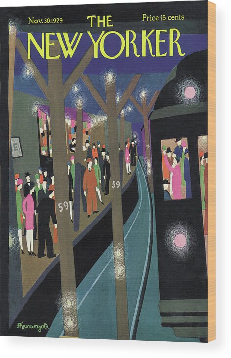 Subway Wood Print featuring the painting New Yorker November 30th, 1929 by Adolph K Kronengold