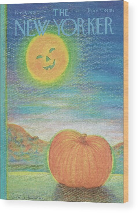 Halloween Wood Print featuring the painting New Yorker November 3rd, 1975 by Eugene Mihaesco