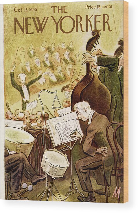 Music Wood Print featuring the painting New Yorker October 13, 1945 by Julian de Miskey