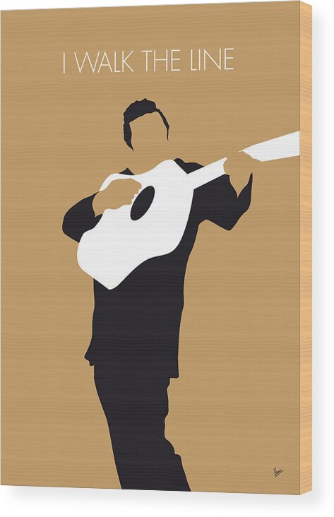 Johnny Wood Print featuring the digital art No010 MY Johnny Cash Minimal Music poster by Chungkong Art
