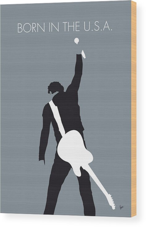 Bruce Wood Print featuring the digital art No017 MY Bruce Springsteen Minimal Music poster by Chungkong Art