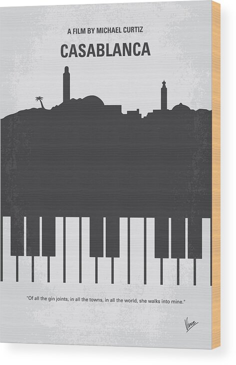 Casablanca Wood Print featuring the digital art No192 My Casablanca minimal movie poster by Chungkong Art