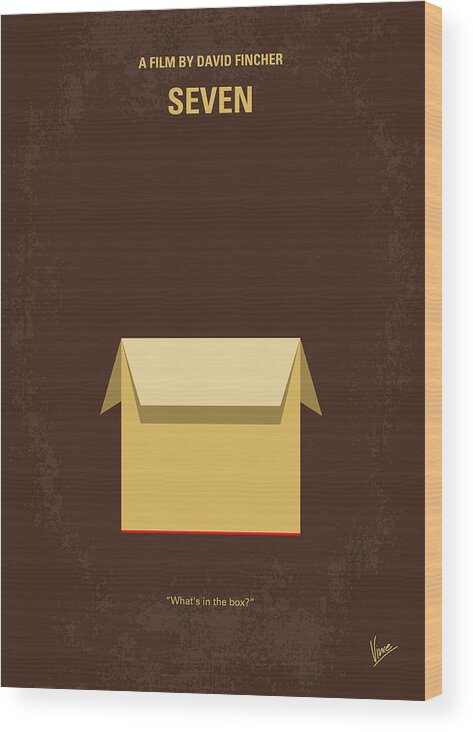 Seven Wood Print featuring the digital art No233 My Seven minimal movie poster by Chungkong Art