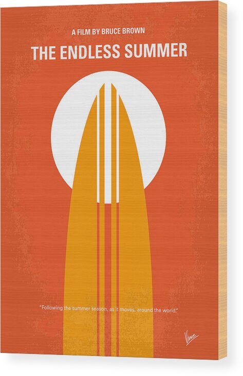 Endless Wood Print featuring the digital art No274 My The Endless Summer minimal movie poster by Chungkong Art