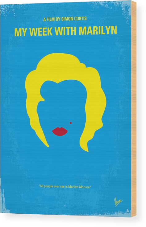 Week With Marilyn Wood Print featuring the digital art No284 My week with Marilyn minimal movie poster by Chungkong Art