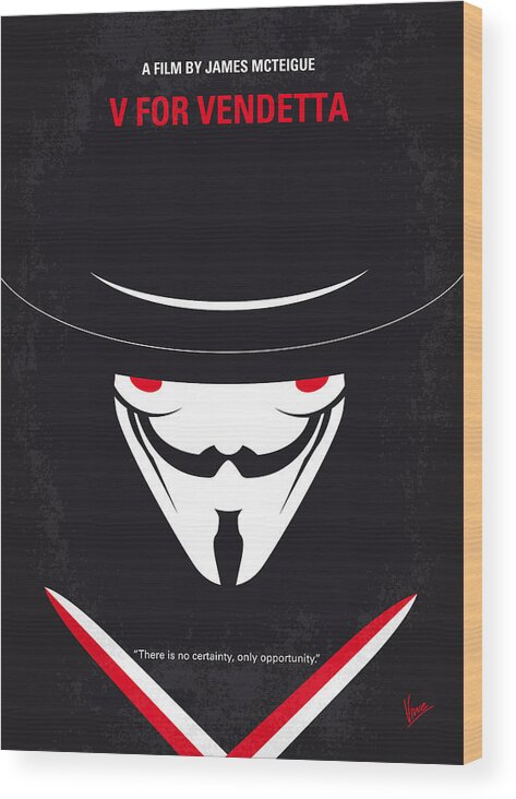 V For Vendetta Wood Print featuring the digital art No319 My V for Vendetta minimal movie poster by Chungkong Art