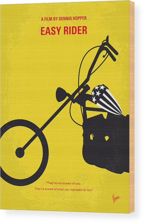 Easy Wood Print featuring the digital art No333 My EASY RIDER minimal movie poster by Chungkong Art