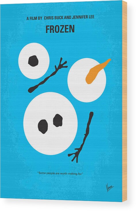 Frozen Wood Print featuring the digital art No396 My Frozen minimal movie poster by Chungkong Art