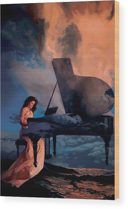 Romance Prints Wood Print featuring the painting Nocturne by Patrick Whelan