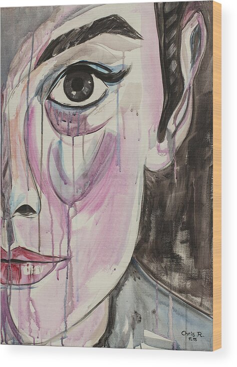 Audrey Hepburn Wood Print featuring the painting Not so Fair Lady by Christel Roelandt