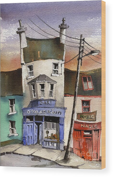 Val Byrne Wood Print featuring the painting O Heagrain Pub, viewed 21,339 times by Val Byrne