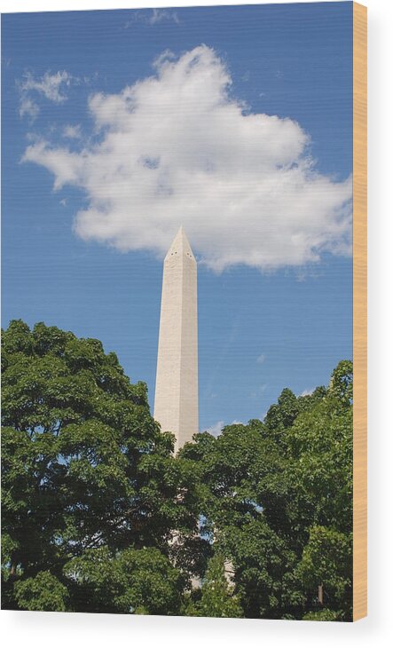 Washington Wood Print featuring the photograph Obelisk Rises Into the Clouds by Kenny Glover