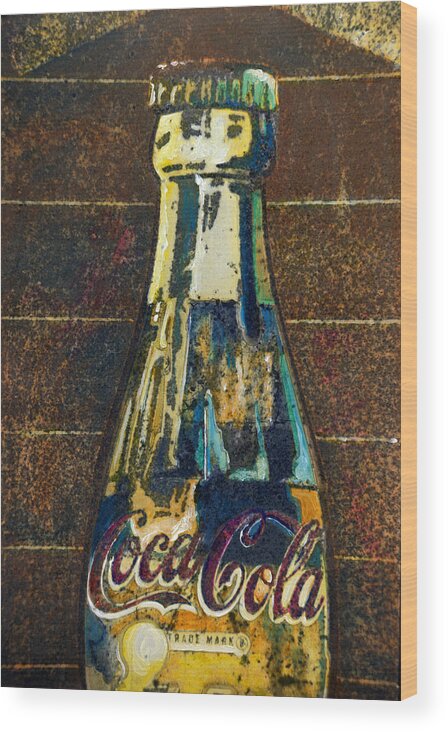 Coke Wood Print featuring the painting Old Coke by Cindy McIntyre