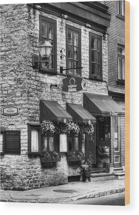 Old Quebec City Wood Print featuring the photograph Old Quebec City 16 BW by Mel Steinhauer