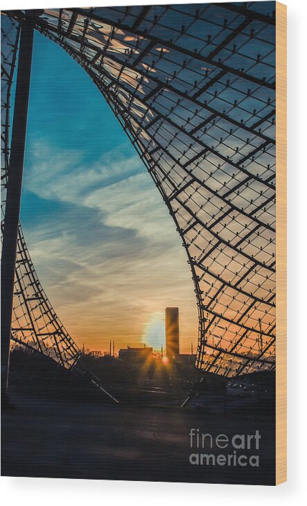 Building Wood Print featuring the photograph Olympiastadium - The Roof by Hannes Cmarits