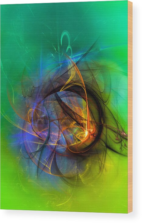 Abstract Wood Print featuring the digital art Colorful Digital Abstract Art - One Warm Feeling by Modern Abstract