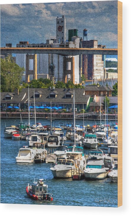 Buffalo Wood Print featuring the photograph Out at the Harbor v3 by Michael Frank Jr