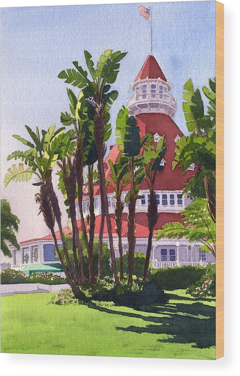 Coronado Wood Print featuring the painting Paradise at the Hotel Del Coronado by Mary Helmreich