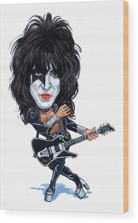 Paul Stanley Wood Print featuring the painting Paul Stanley by Art 