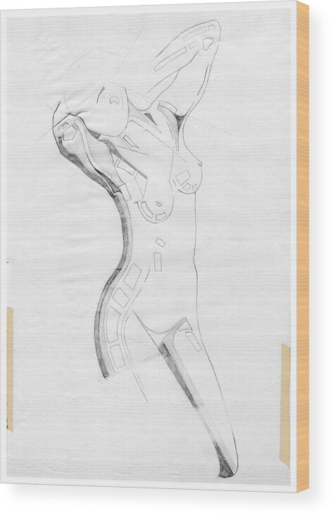 Perfume Of Venus Wood Print featuring the drawing Perfume of Venus - Homage Rodin by David Hargreaves