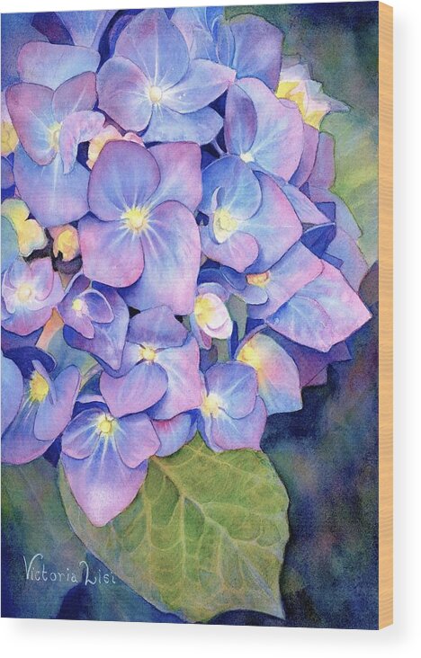 Blue Wood Print featuring the painting Pink and Blue by Victoria Lisi