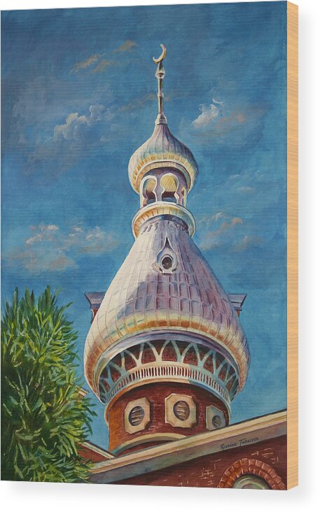 University Of Tampa Wood Print featuring the painting Play of Light - University of Tampa by Roxanne Tobaison