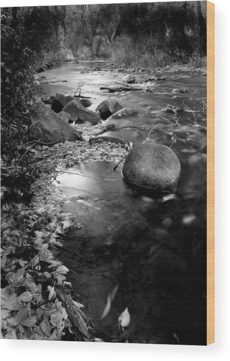 River Wood Print featuring the photograph Provo River Monochrome by Nathan Abbott