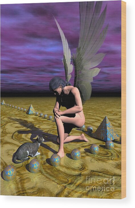 Surrealism Wood Print featuring the digital art Quiet moment by Sipo Liimatainen