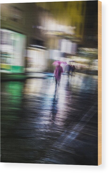 Impressionist Wood Print featuring the photograph Rainy Streets by Alex Lapidus