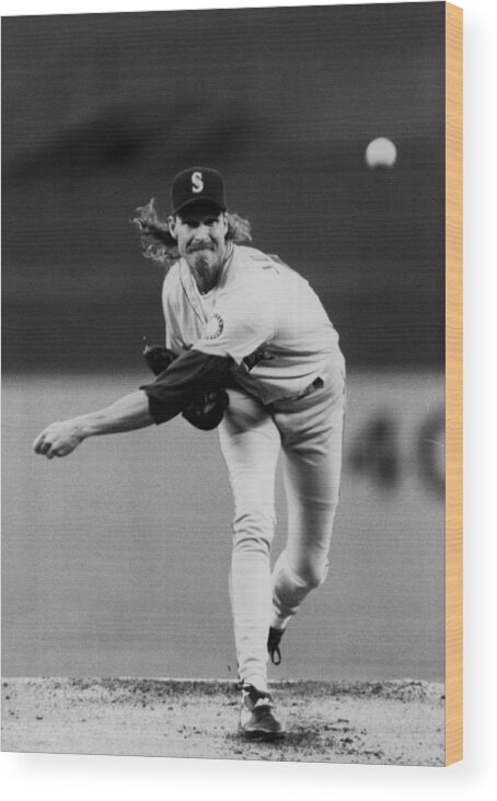 People Wood Print featuring the photograph Randy Johnson of the Seattle Mariners... by The Sporting News