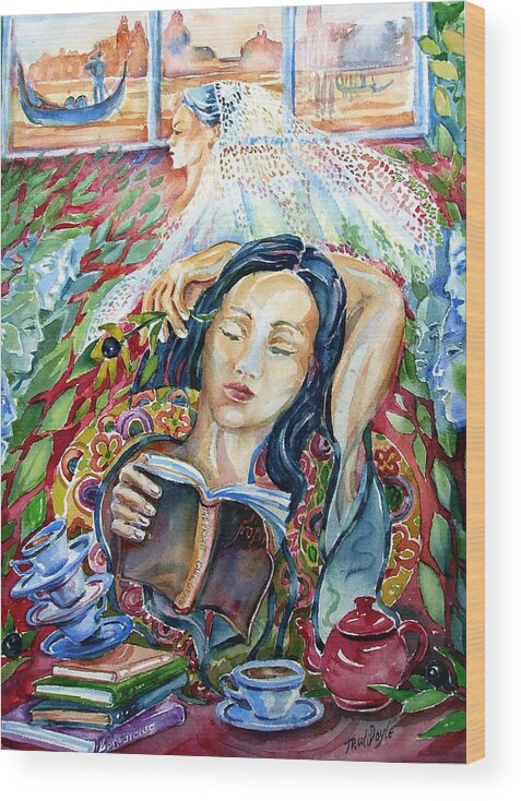 Bride Wood Print featuring the painting Reading The Prophet by Kahil Gibran by Trudi Doyle