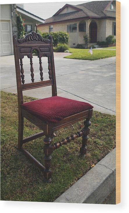 Abandoned Furniture Wood Print featuring the photograph Red Cushion Chair by Robert Mollett