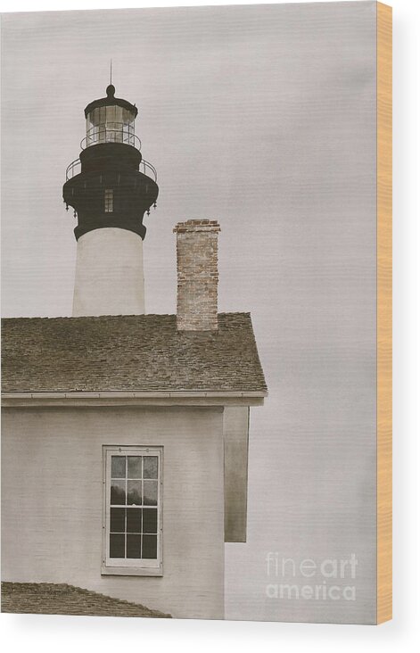 The Outer Banks Of North Carolina Is The Home Of This Majestic Old Lighthouse.  Wood Print featuring the painting Reflections At Bodie Light by Monte Toon