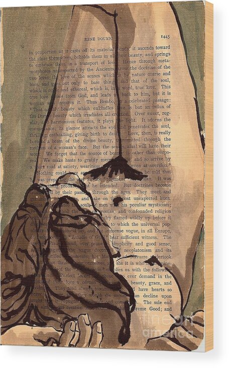 Sumi Ink Wood Print featuring the drawing Rene Doumic 1445 by M Bellavia