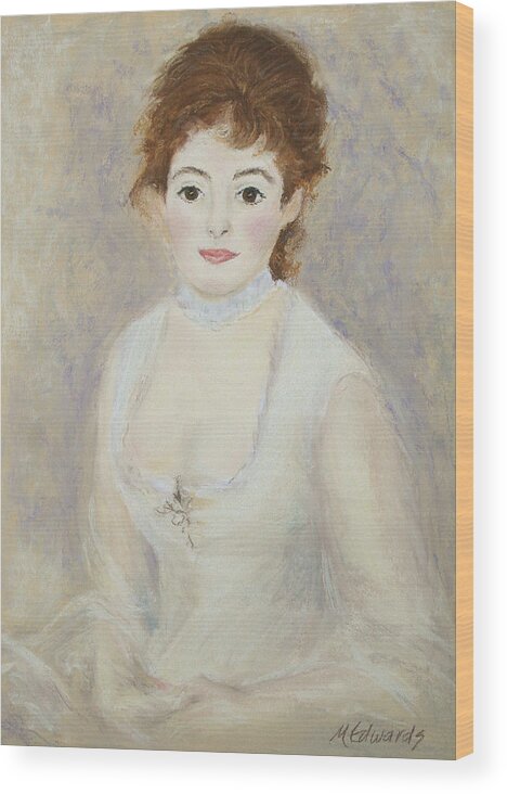 Pastel Wood Print featuring the pastel Renoir's Lady by Marna Edwards Flavell