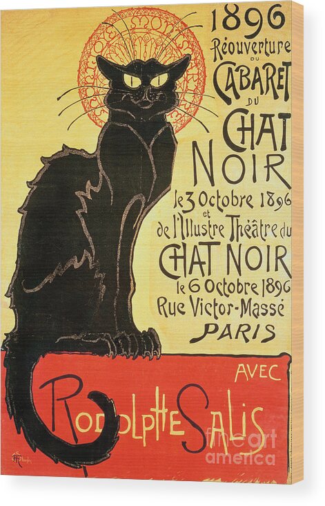 Paris Wood Print featuring the painting Reopening of the Chat Noir Cabaret by Theophile Steinlen