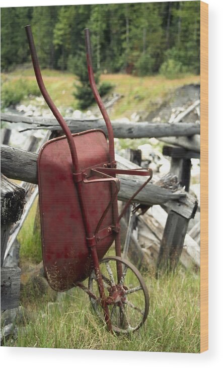 Slocan Valley Wood Print featuring the photograph Retired Wheelbarrow by Roderick Bley
