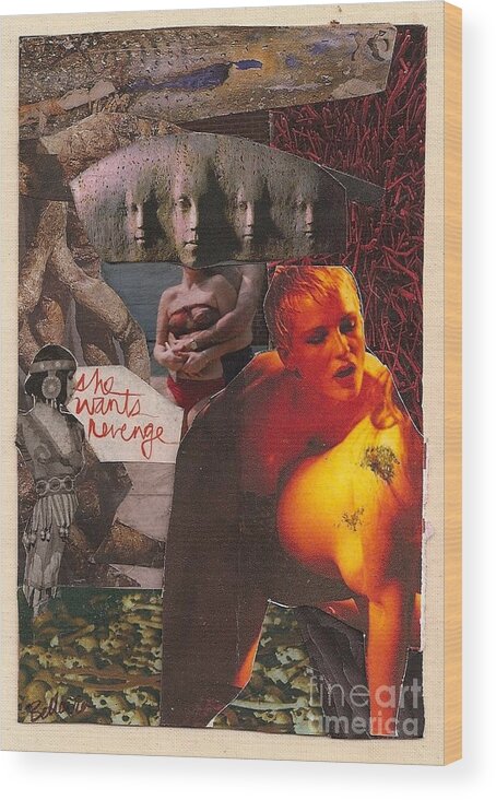 Mixed Media Wood Print featuring the mixed media Revenge by M Bellavia