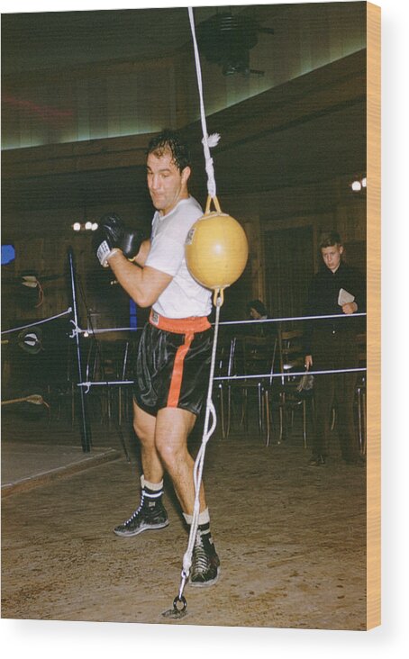 Marvin Newman Wood Print featuring the photograph Rocky Marciano Training Hard by Retro Images Archive