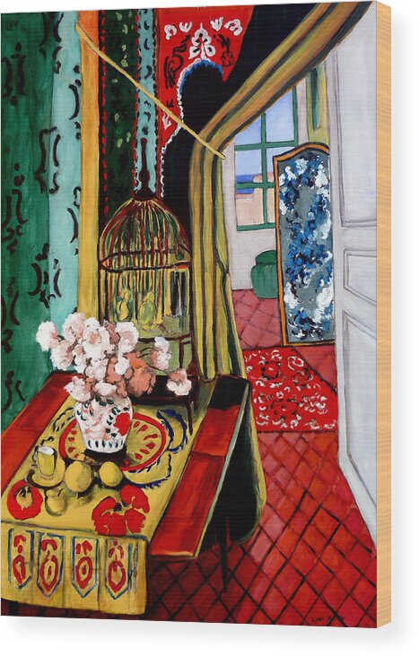 Room With A View Wood Print featuring the painting Room With A View after Matisse by Tom Roderick