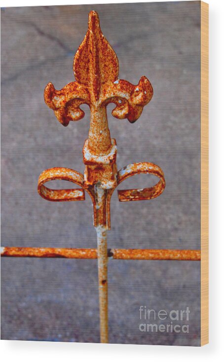 Rusty Fleur-de-lis Gate Wood Print featuring the digital art Rusty Fleur-de-lis Gate by Pamela Smale Williams