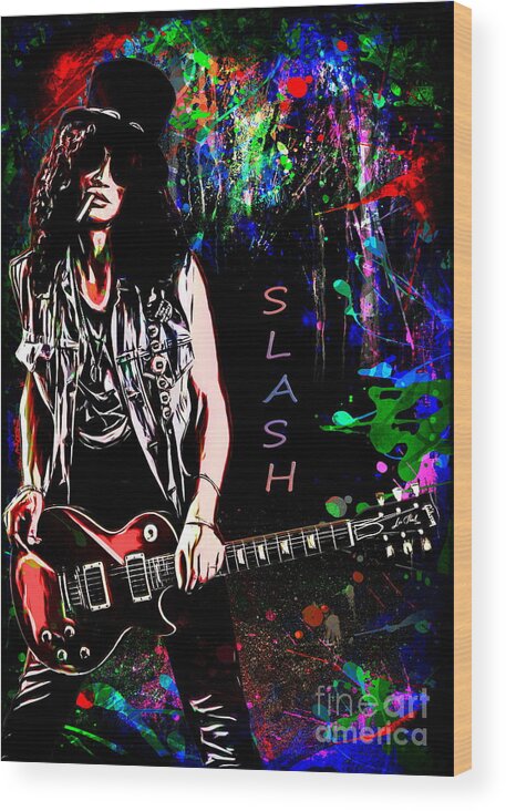 Slash Wood Print featuring the painting S L A S H by Andrzej Szczerski