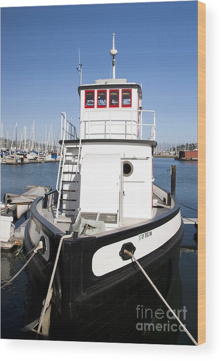 Sky Wood Print featuring the photograph Sausalito Tugboat by Juan Romagosa